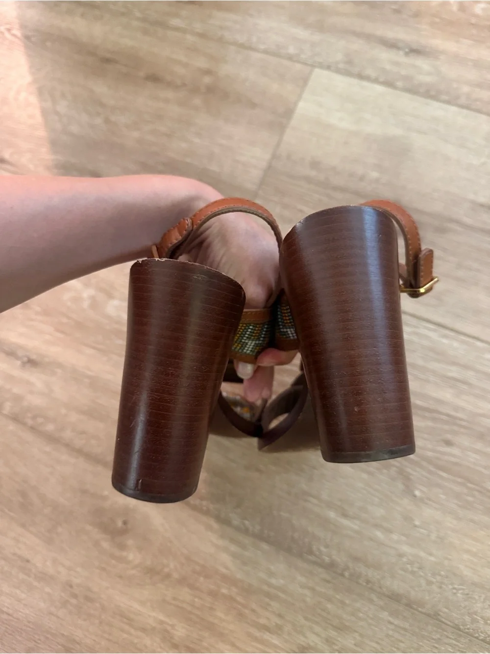 Tory Burch Florian Aztec Block Heel Sandal Size 8